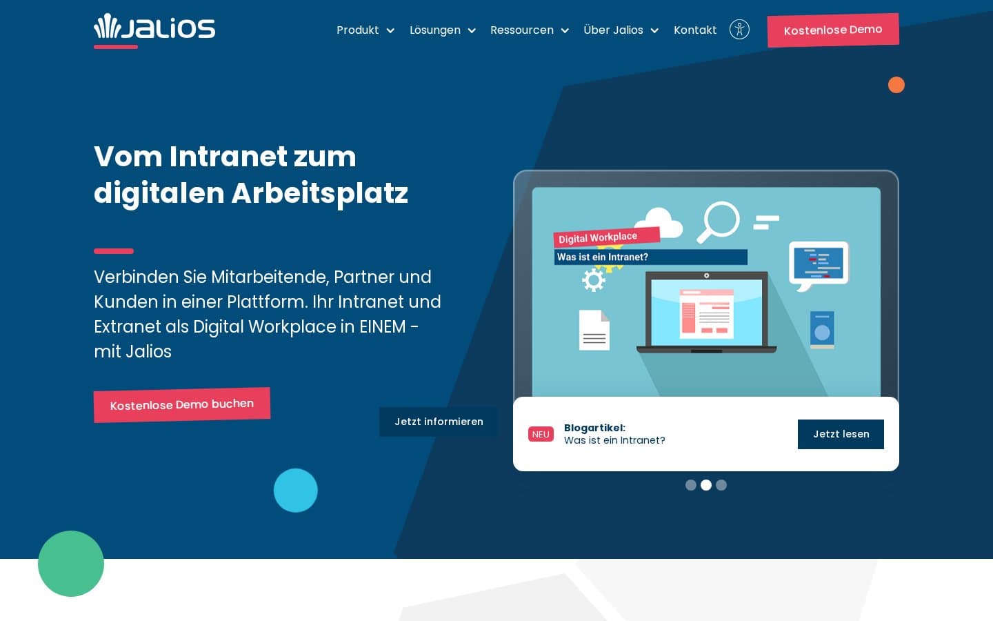 Jalios GmbH Website Vorschau — B2B SaaS Collaboration Platform