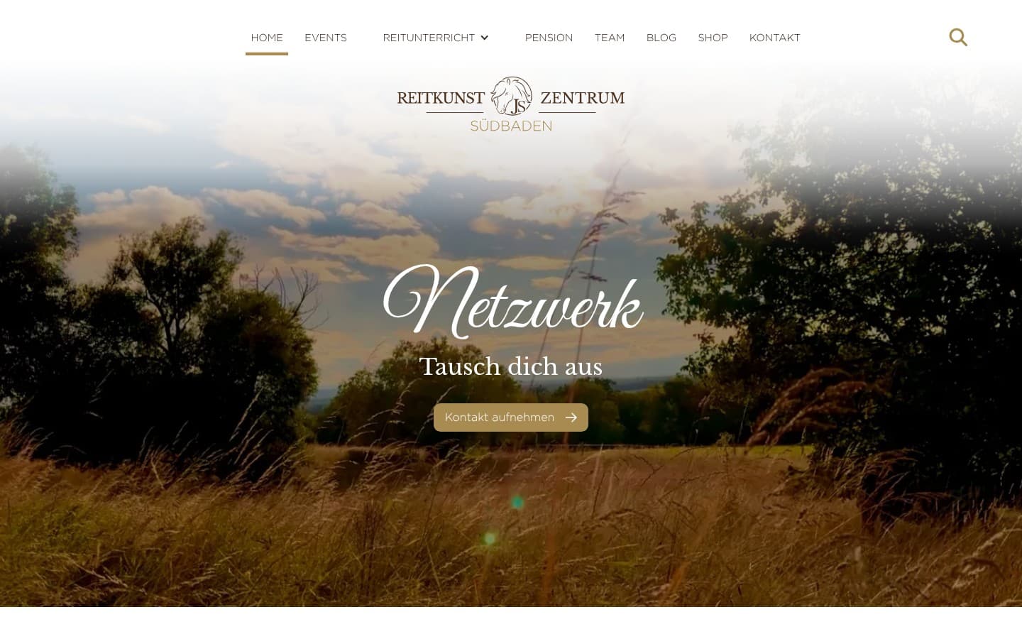 Reitkunstzentrum Südbaden Website Vorschau – eigene Plattform mit Shop statt Webflow und Shopify